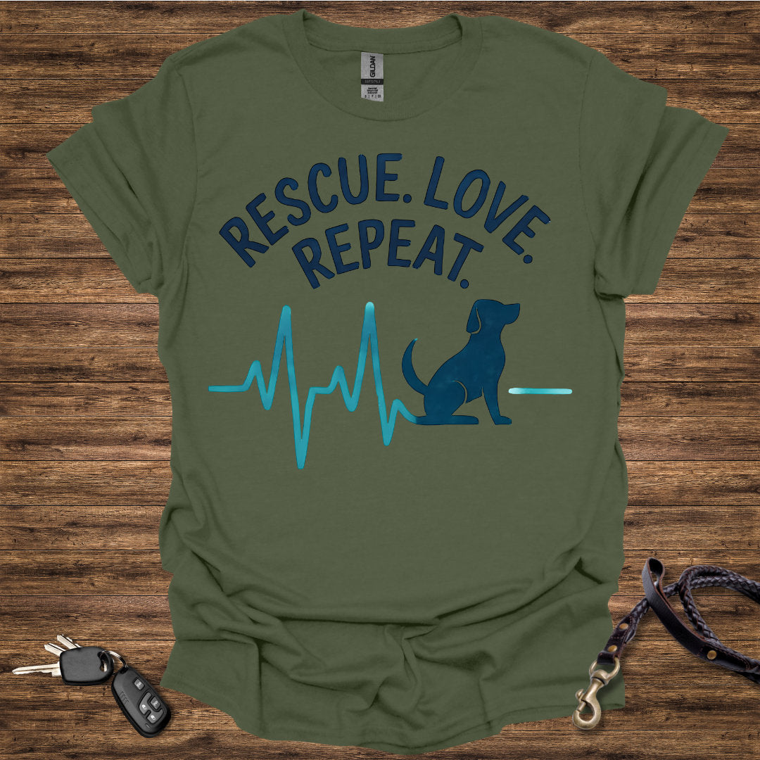Rescue Love Repeat Blue